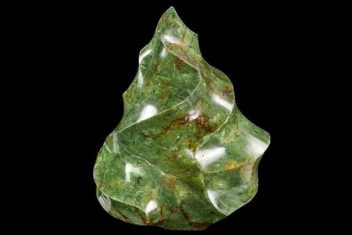 Polished Green Chrysoprase Flame - Madagascar #108346